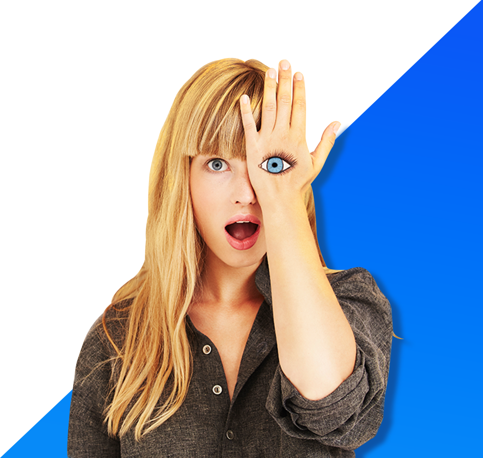 Woman with eye painted on hand